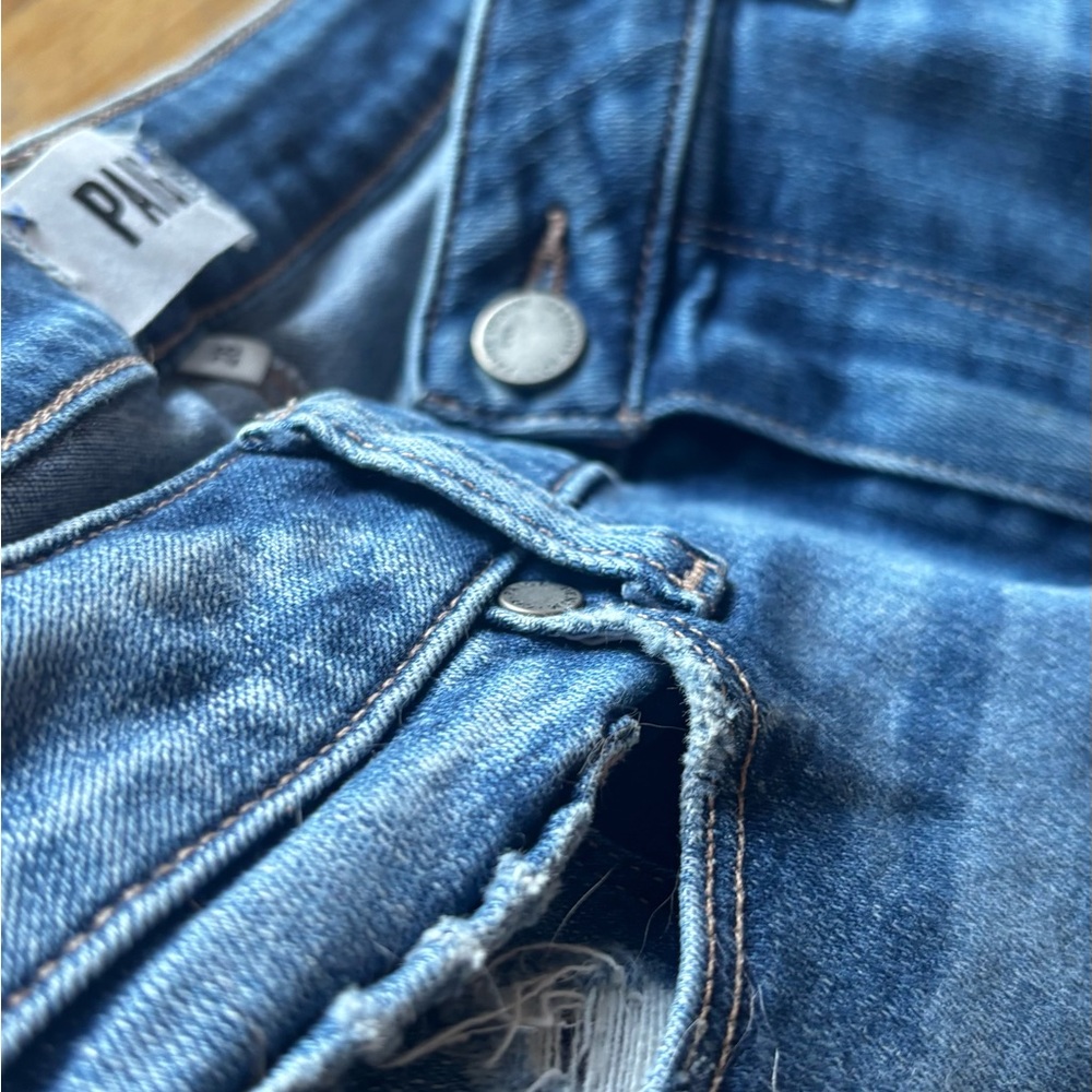 PAIGE Women's Blue Distressed Skinny Jeans